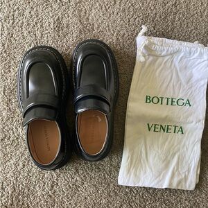 Bottega Veneta Black Leather Penny Loafers